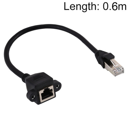 RJ45 Female to Male CATE5 Network Panel Mount Screw Lock Extension Cable , Length: 0.6m, 0.6m