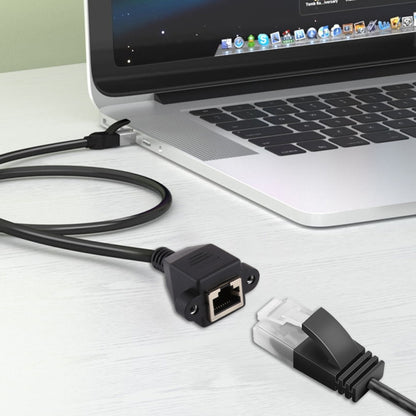 RJ45 Female to Male CATE5 Network Panel Mount Screw Lock Extension Cable , Length: 0.6m, 0.6m