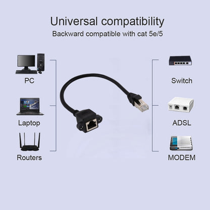 RJ45 Female to Male CATE5 Network Panel Mount Screw Lock Extension Cable , Length: 0.6m, 0.6m