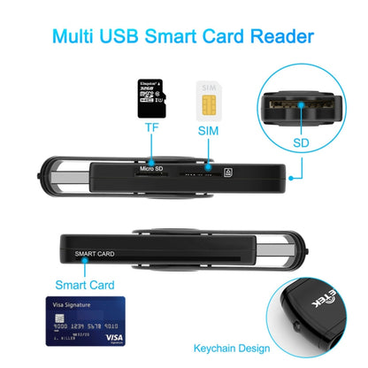 ROCKETEK CR310 USB 3.0 + TF Card + SD Card + SIM Card + Smart Card Multi-function Card Reader, USB 3.0