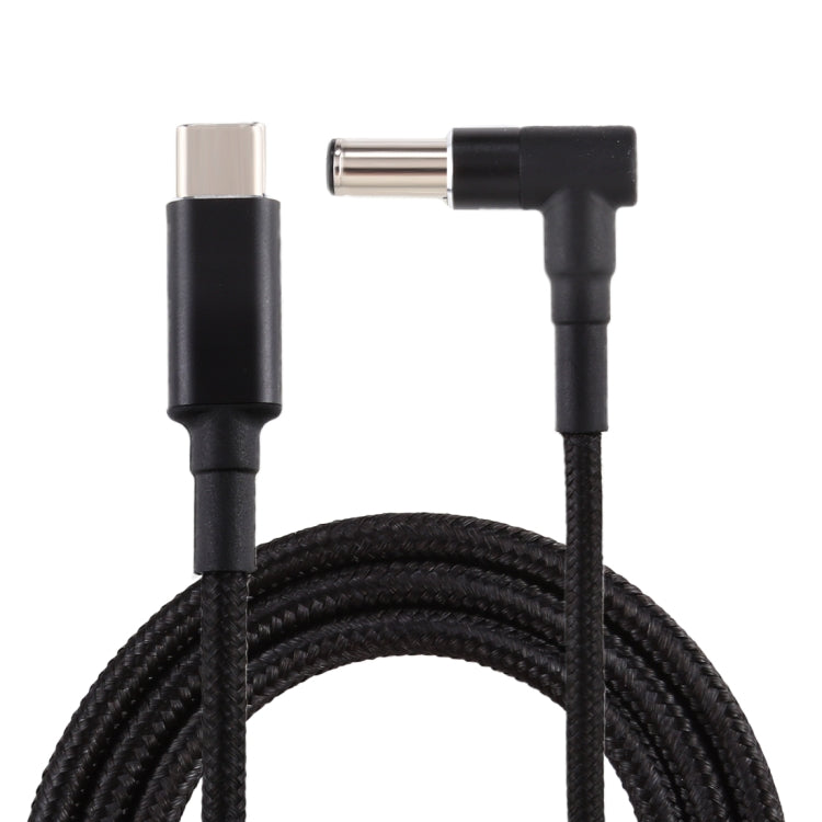 PD 100W 6.0 x 1.4mm Elbow to USB-C / Type-C Nylon Weave Power Charge Cable, Cable Length: 1.7m, 6.0x1.4mm to Type-C