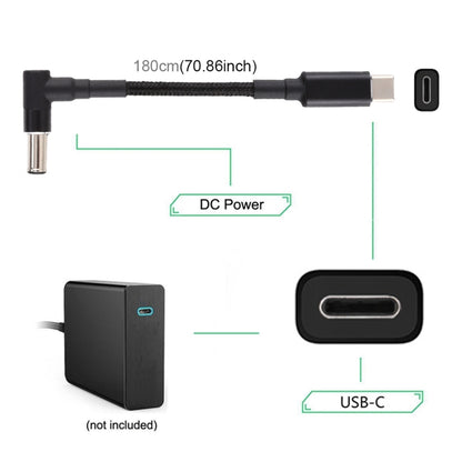 PD 100W 6.0 x 1.4mm Elbow to USB-C / Type-C Nylon Weave Power Charge Cable, Cable Length: 1.7m, 6.0x1.4mm to Type-C