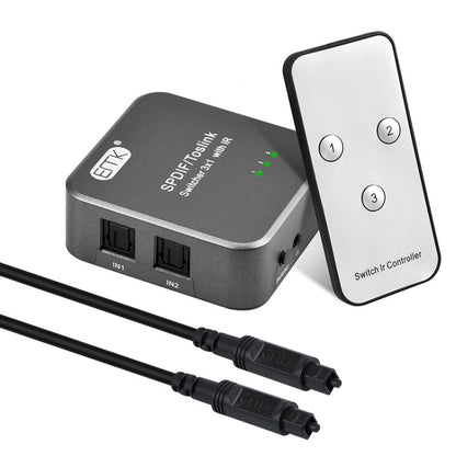 EMK SPDIF/TosLink Digital Optical Audio 3x1 Switcher with IR Controller