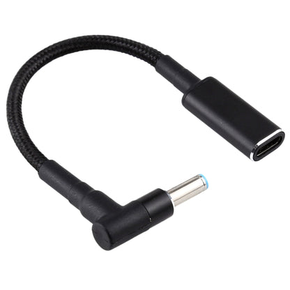 PD 100W 18.5-20V 4.5 x 0.6mm Elbow to USB-C / Type-C Adapter Nylon Braid Cable for HP, 4.5 x 0.6mm