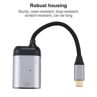 4K UHD USB-C / Type-C to VGA + PD Data Sync Adapter Cable, Type-C to VGA