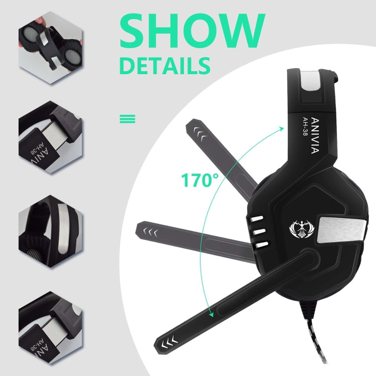 SADES AH-38 3.5mm Plug Wire-controlled E-sports Gaming Headset with Retractable Microphone, Cable Length: 2m, AH-38