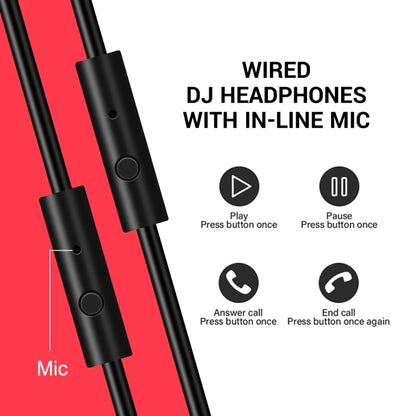 OneOdio A71 Head-mounted Noise Reduction Wired Headphone with Microphone, A71 (Black Red)
