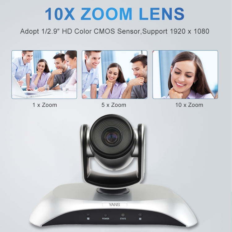 YANS YS-H110UH USB HD 1080P 10X Zoom Wide-Angle Video Conference Camera with Remote Control, YS-H110UH