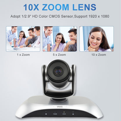 YANS YS-H110UH USB HD 1080P 10X Zoom Wide-Angle Video Conference Camera with Remote Control, YS-H110UH