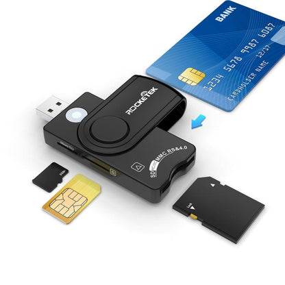 ROCKETEK CR310 USB 2.0 + TF Card + SD Card + SIM Card + Smart Card Multi-function Card Reader, USB 2.0