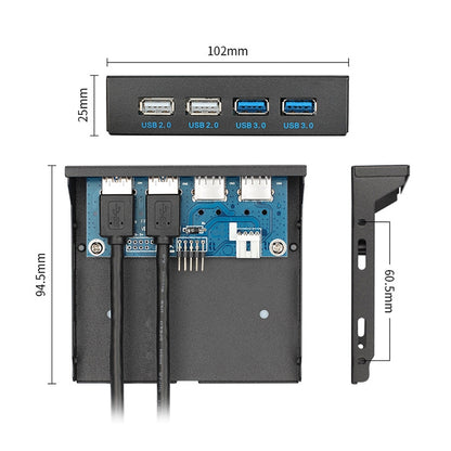0.6M 2+2 Ports USB 3.0 Front Panel Data Hub, 2+2 Ports