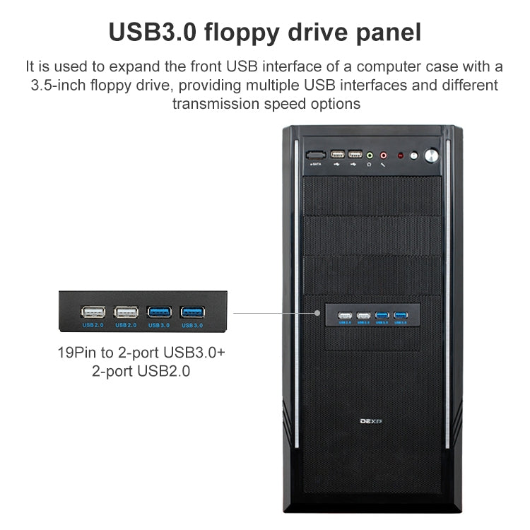 0.6M 2+2 Ports USB 3.0 Front Panel Data Hub, 2+2 Ports