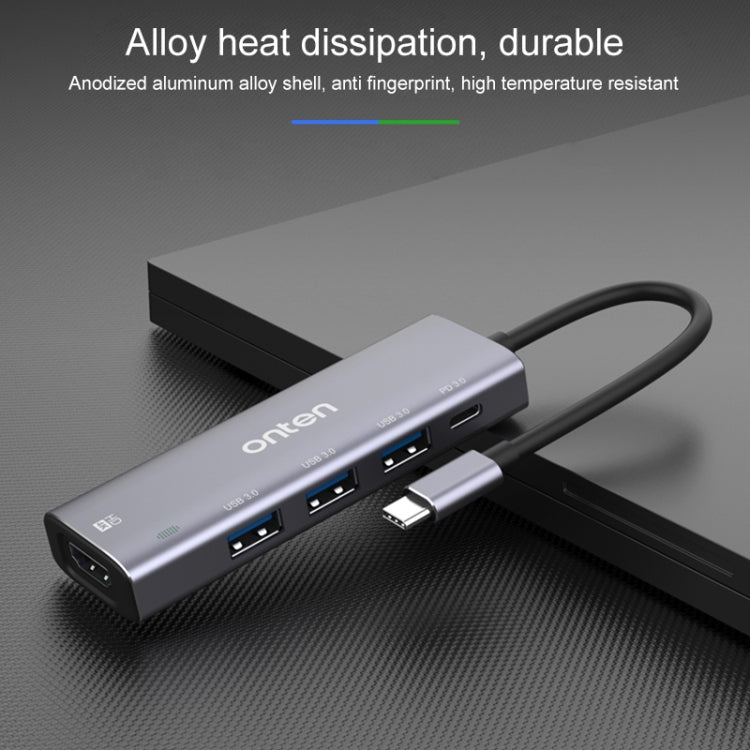 Onten OT-95123 5 in 1 Multifunctional Type-C + USB + HDMI Docking Station, Cable Length: 145mm