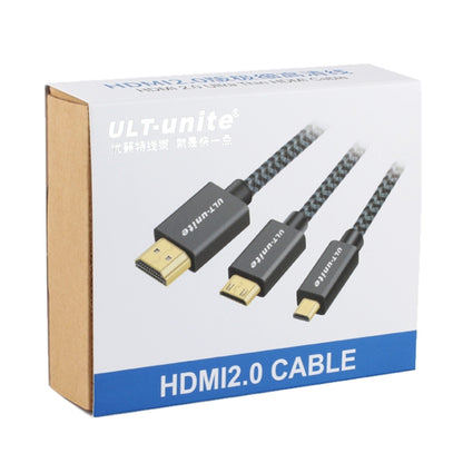ULT-unite Gold-plated Head HDMI 2.0 Male to Male Nylon Braided Cable, Cable Length: 2m, 2m