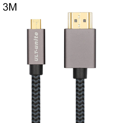 ULT-unite Gold-plated Head HDMI Male to Micro HDMI Male Nylon Braided Cable, Cable Length: 3m, 3m