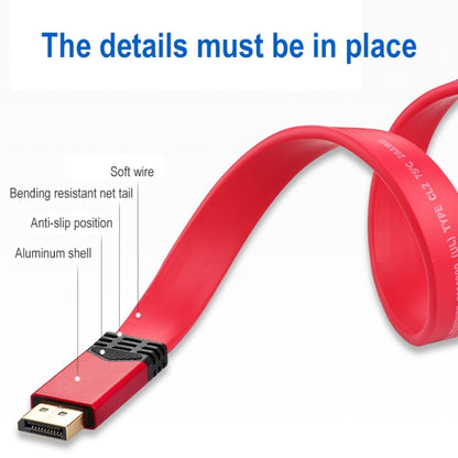 4K 60Hz DisplayPort 1.2 Male to DisplayPort 1.2 Male Aluminum Shell Flat Adapter Cable, Cable Length: 2m, 2m