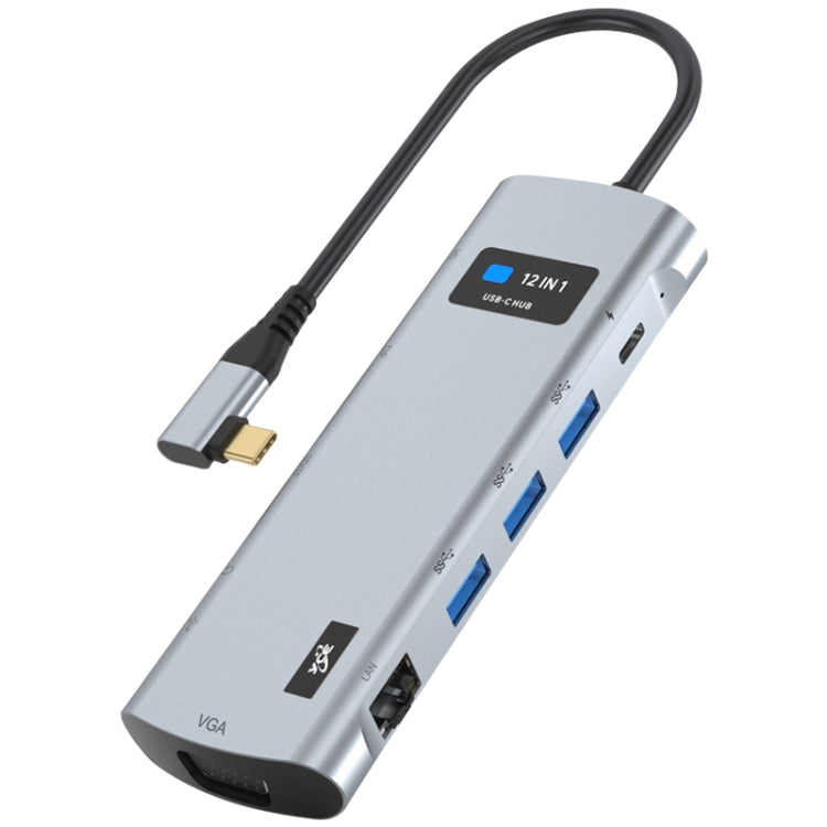 Z261 12 in 1 Elbow USB-C/Type-C to USB MST Smart Docking Station HUB Adapter, Z261