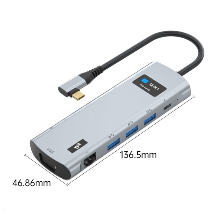 Z261 12 in 1 Elbow USB-C/Type-C to USB MST Smart Docking Station HUB Adapter, Z261