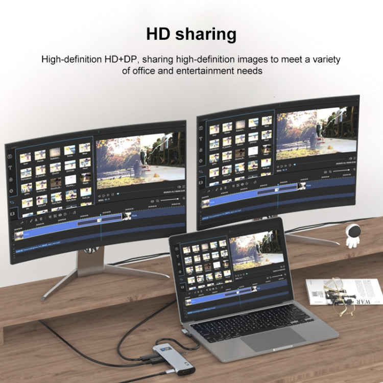 Z261 12 in 1 Elbow USB-C/Type-C to USB MST Smart Docking Station HUB Adapter, Z261