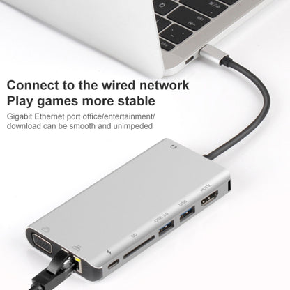 Onten 9591BD 8 in 1 USB-C / Type-C to PD USB-C / Type-C Charging + Gigabit Ethernet + Dual USB 3.0 + HDMI + VGA + SD Card Slot + 3.5mm AUX HUB, 9591BD Silver, 9591BD Grey