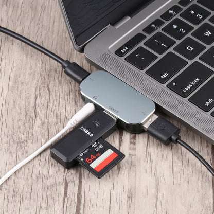 4 in 1 USB-C / Type-C Male to USB-C / Type-C + 3.5mm AUX + USB 3.0 + USB Female Adapter, 3.5mm AUX + USB 3.0