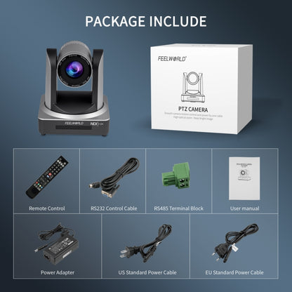 FEELWORLD NDI20X Simultaneous 20X Optical Zoom Live Streaming PTZ Camera, EU and US Plug, NDI20X