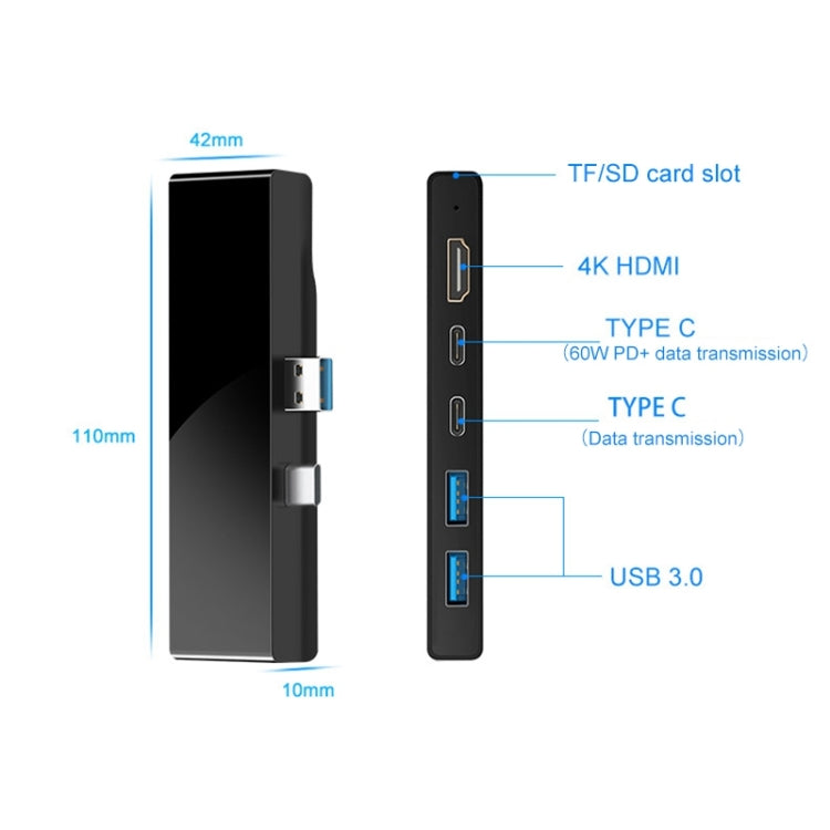 Rocketek SH868 HDMI + USB 3.0 x 2 + Type-C x 2 HUB Adapter, SH868