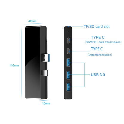 Rocketek SH867 USB 3.0 x 3 + Type-C x 2 HUB Adapter, SH867