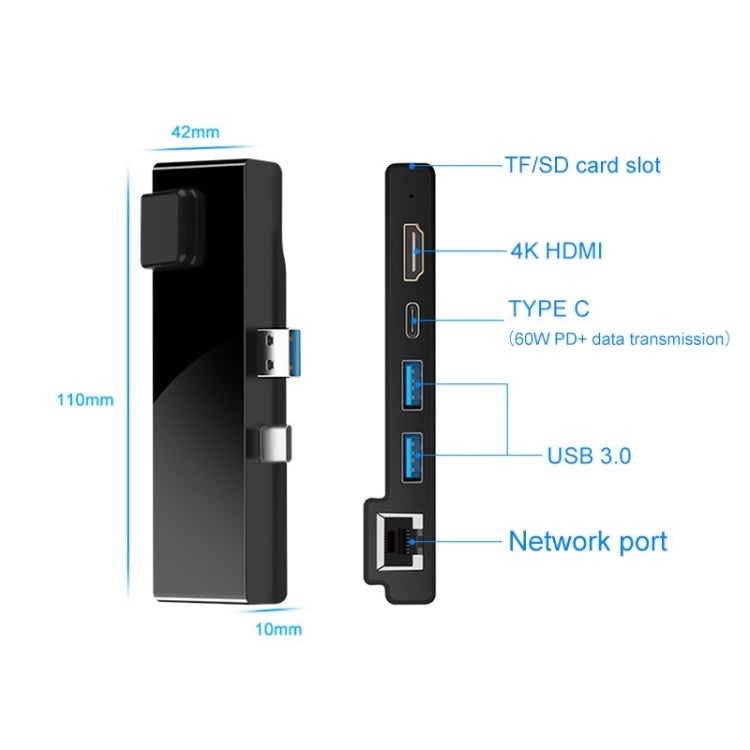 Rocketek SH869 100M RJ45 + HDMI + USB 3.0 x 2 + Type-C x 2 HUB Adapter, SH869