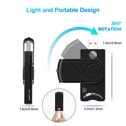 Rocketek CR310-B USB3.0 Multi-function IC Smart Card / SD / TF / SIM Card Reader, CR310-B