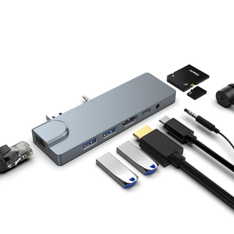 Rocketek SHL731 8 in 1 60W PD / RJ45 / 4K HDMI / USB 3.0 HUB Adapter for Surface Pro 3 / 4 / GO, For Surface Pro 3 / 4 / GO