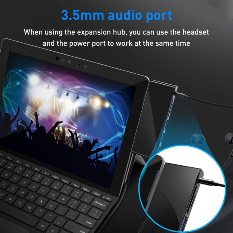 Rocketek SGO771 Type-C to USB2.0 / 3.5mm AUX / SD / TF HUB Adapter for Surface Pro GO, SGO771