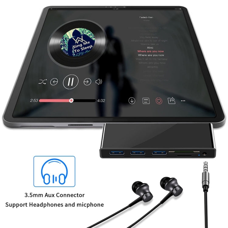 Rocketek SGO771 Type-C to USB2.0 / 3.5mm AUX / SD / TF HUB Adapter for Surface Pro GO, SGO771