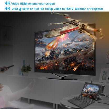 Rocketek SGO773 Type-C to USB3.0 / HDMI / RJ45 HUB Adapter for Surface Pro GO, SGO773