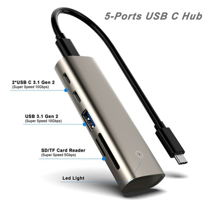 Rocketek HC463 USB3.1 Gen2  to Type-C 3.1 + USB 3.1 + SD / TF 6 in 1 HUB Adapter