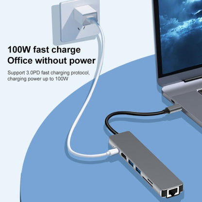 7 in 1 RJ45 + SD/TF + USB 3.0 x 2 + HDMI + PD to USB-C / Type-C HUB Adapter, RJ45+SD/TF+USB3.0x2+HDMI+PD