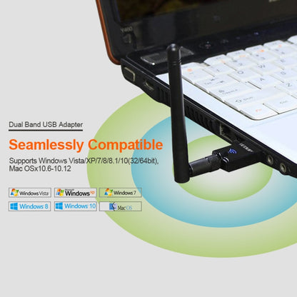 EDUP EP-DB1607 600Mbps 2.4GHz & 5GHz Dual Band Wireless Wifi USB 2.0 Ethernet Adapter Network Card, EP-DB1607