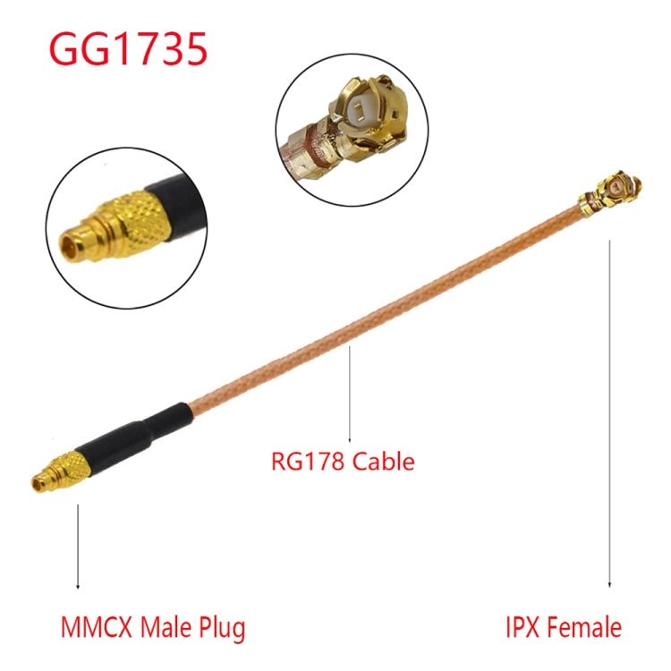 IPX Female to GG1735 MMCX Male RG178 Adapter Cable, Length: 15cm, IPX to GG1735 MMCX Male