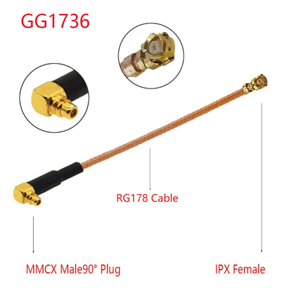 IPX Female to GG1736 MMCX Male Elbow RG178 Adapter Cable, Length: 15cm, IPX to GG1736 MMCX Male