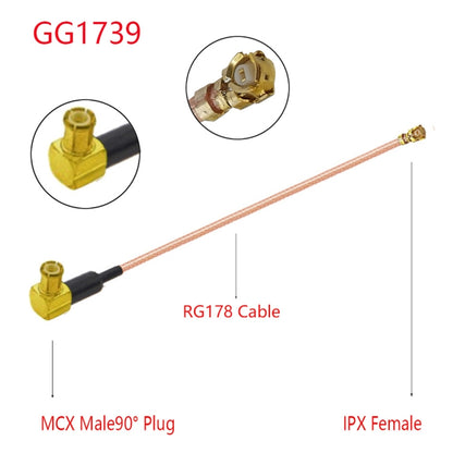 IPX Female to GG1739 MCX Male Elbow RG178 Adapter Cable, Length: 15cm, IPX to GG1739 MMCX Male