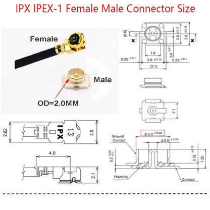 IPX Female to GG1739 MCX Male Elbow RG178 Adapter Cable, Length: 15cm, IPX to GG1739 MMCX Male