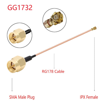 IPX Female to GG1732 SMA Male RG178 Adapter Cable, Length: 15cm, IPX to GG1732 SMA Male