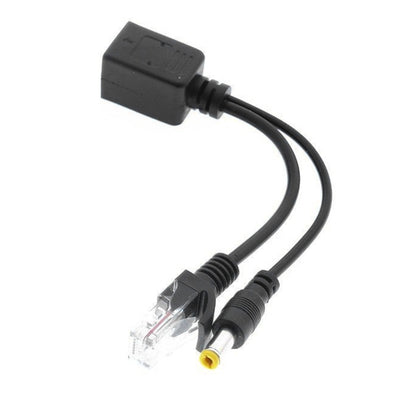 RJ45 POE Injector and Splitter Cable with 2.1x 5.5mm Male DC Jack, 2.1x 5.5mm Male