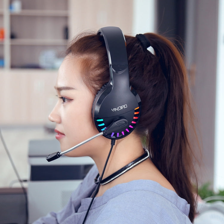 YINDIAO Q2 Head-mounted Wired Gaming Headset with Microphone, Version: Single USB Sound Card, Q2 Single USB Sound Card(White)