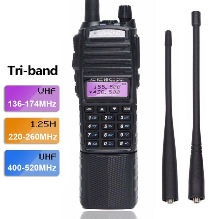 BaoFeng UV-82T Tri-Band Two-Way Radio Dual Antenna Handheld Walkie Talkie, EU Plug, UV-82T