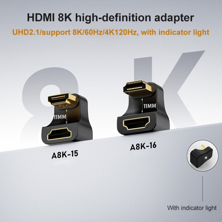 A8K-15 8K HDMI Male to HDMI Female U-bend Adapter, A8K-15