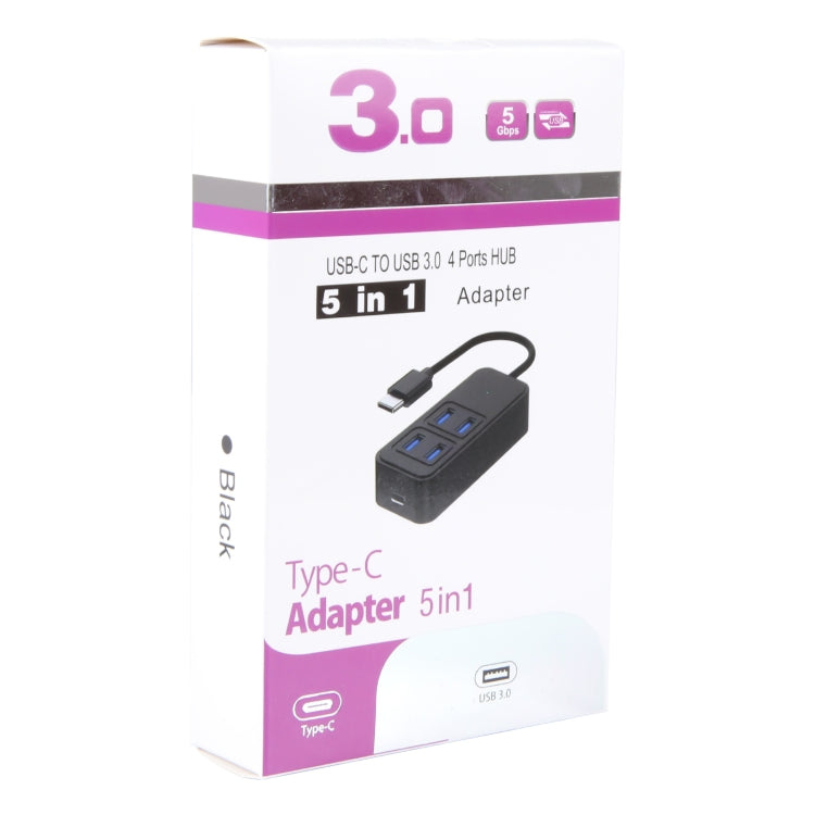 BYL-1901T 5 in 1 USB-C / Type-C to USB3.0x4+USB-C / Type-C HUB Adapter, BYL-1901T