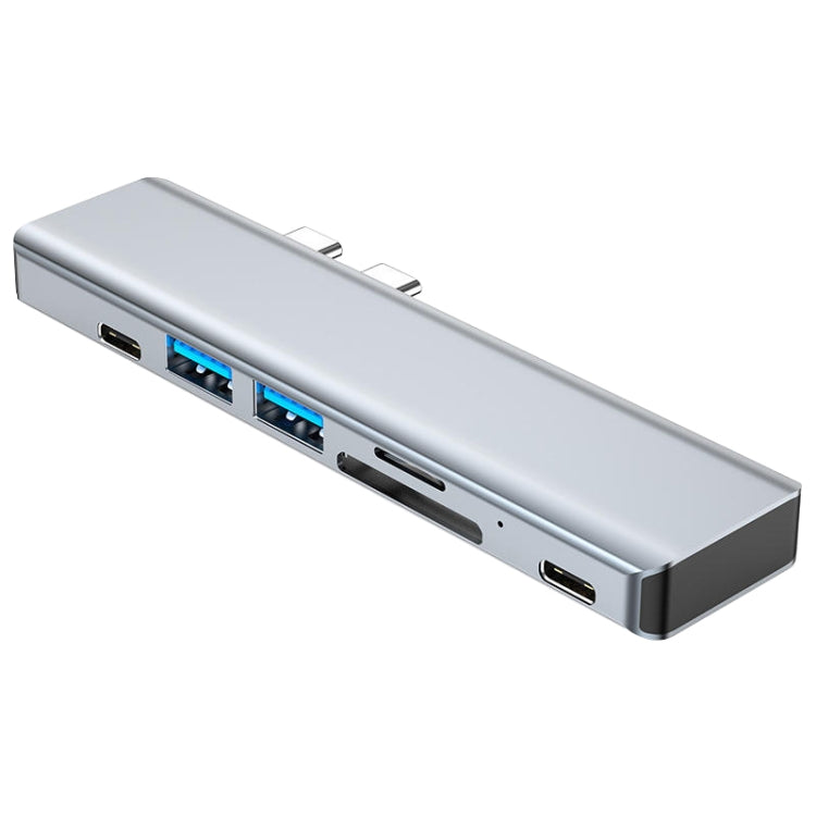 BYL-2101 7 in 1 Dual USB-C / Type-C to USB Docking Station HUB Adapter, BYL-2101