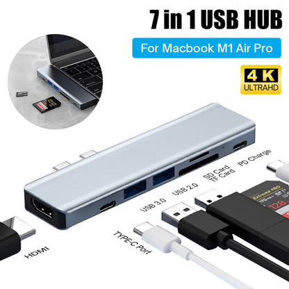 BYL-2101 7 in 1 Dual USB-C / Type-C to USB Docking Station HUB Adapter, BYL-2101