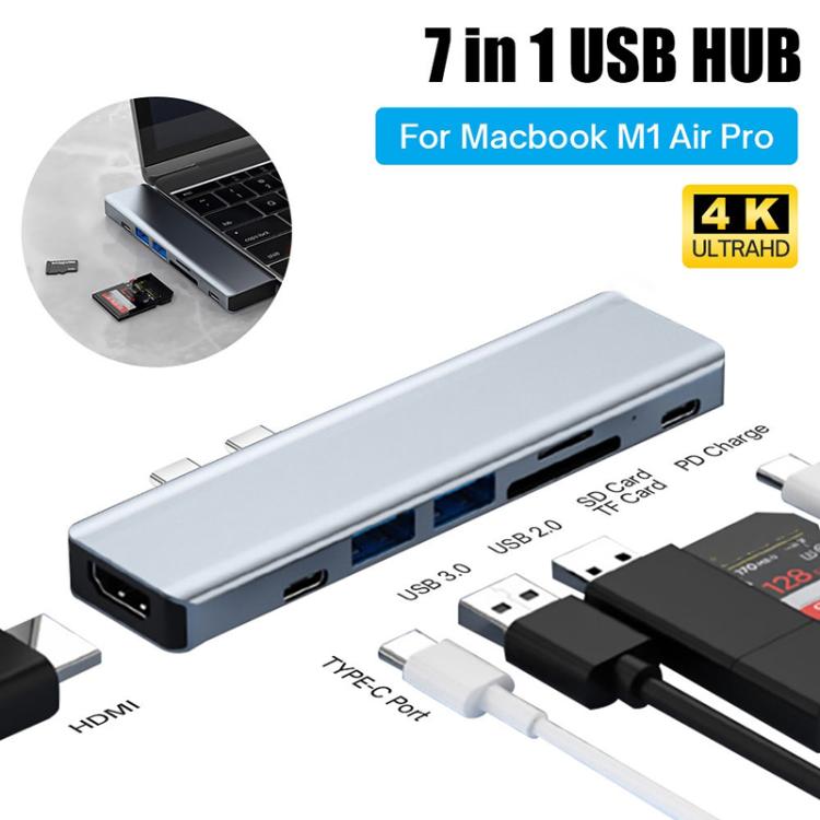 BYL-2101 7 in 1 Dual USB-C / Type-C to USB Docking Station HUB Adapter, BYL-2101